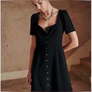 Sezane Lianne Black Button-Down Dress Size 40